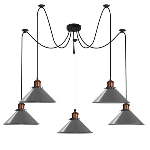 5-lichts E27-pendellamp met verstelbare kabel en swag-licht~5126