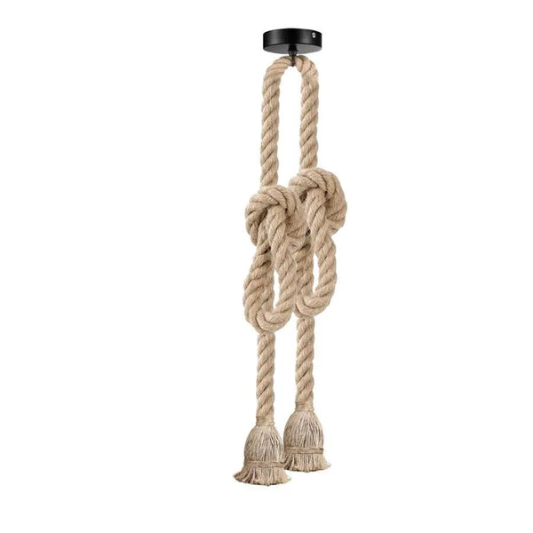 3m dubbele kop henneptouw vintage hanglamp ~5791 – Zonder lamp