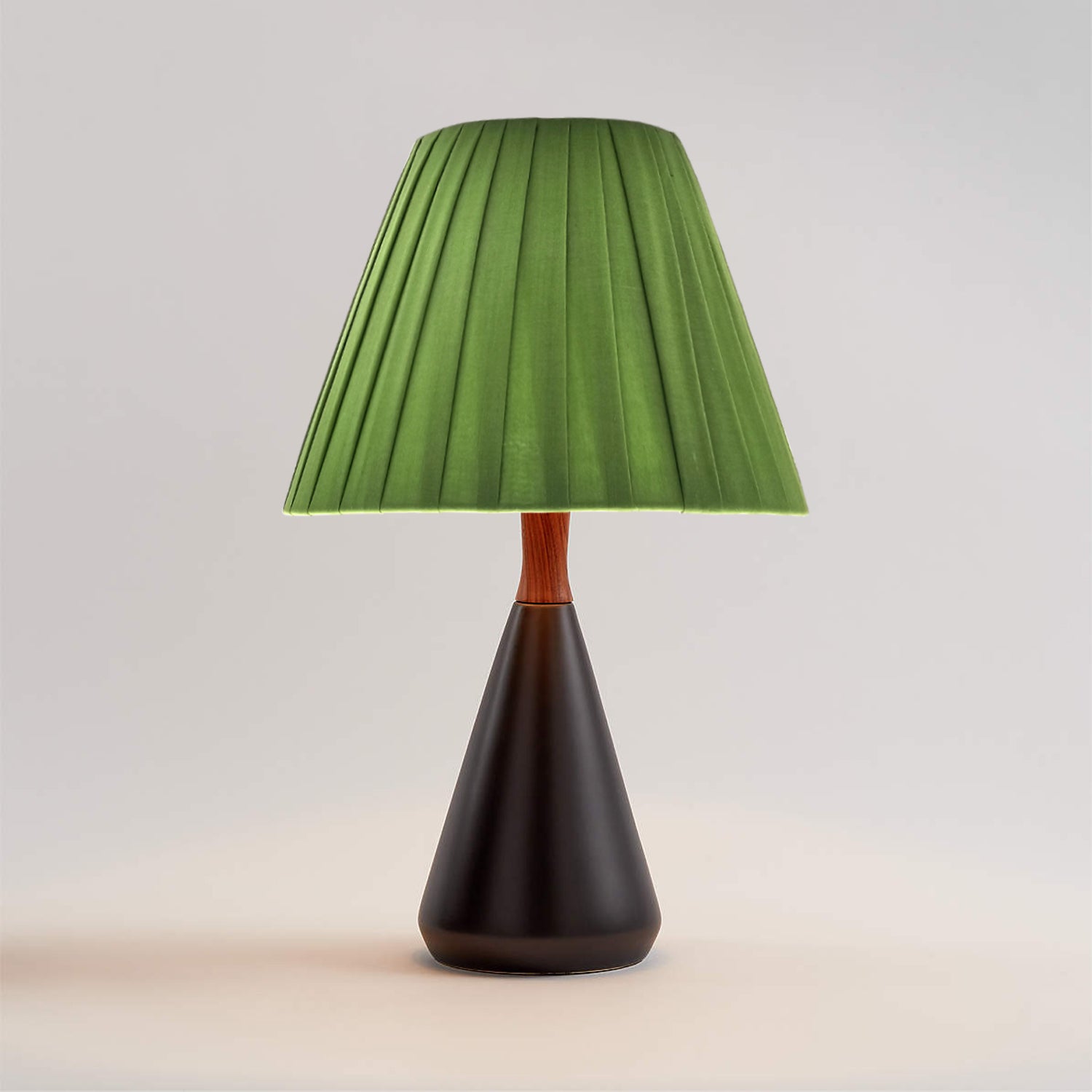 conical fabric lampshades in green color