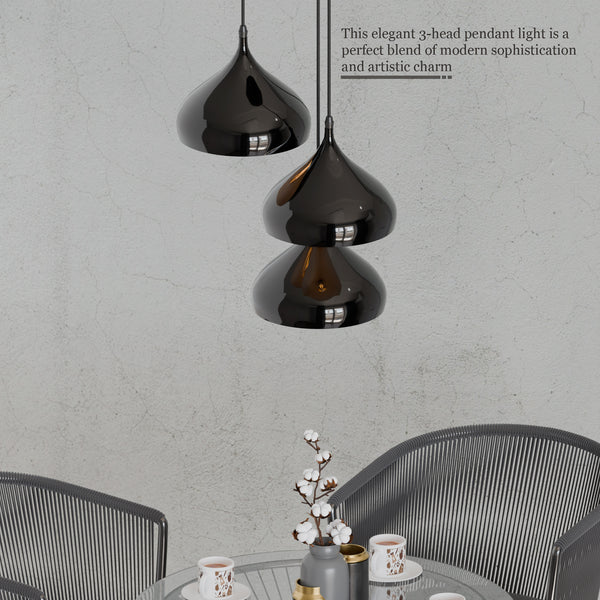 Moderne zwarte E27 vintage hanglamp, industriële plafondlamp~5719 – 3 Hoofd / Ja