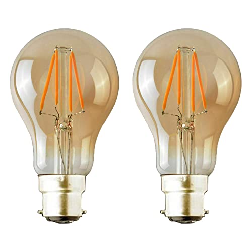 with 5.5w g80 / for style 2-pack B22 LED filament set, twin A60 4W warm white bulbs, vintage bayonet light bundle, energy saving pair, decorative non-dimmable LED.