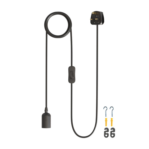 E27 Plug-in Zwarte Lampfitting Snoer Plafond Hanglampen~4548