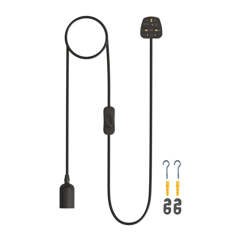 E27 Plug-in Zwarte Lampfitting Snoer Plafond Hanglampen~4548