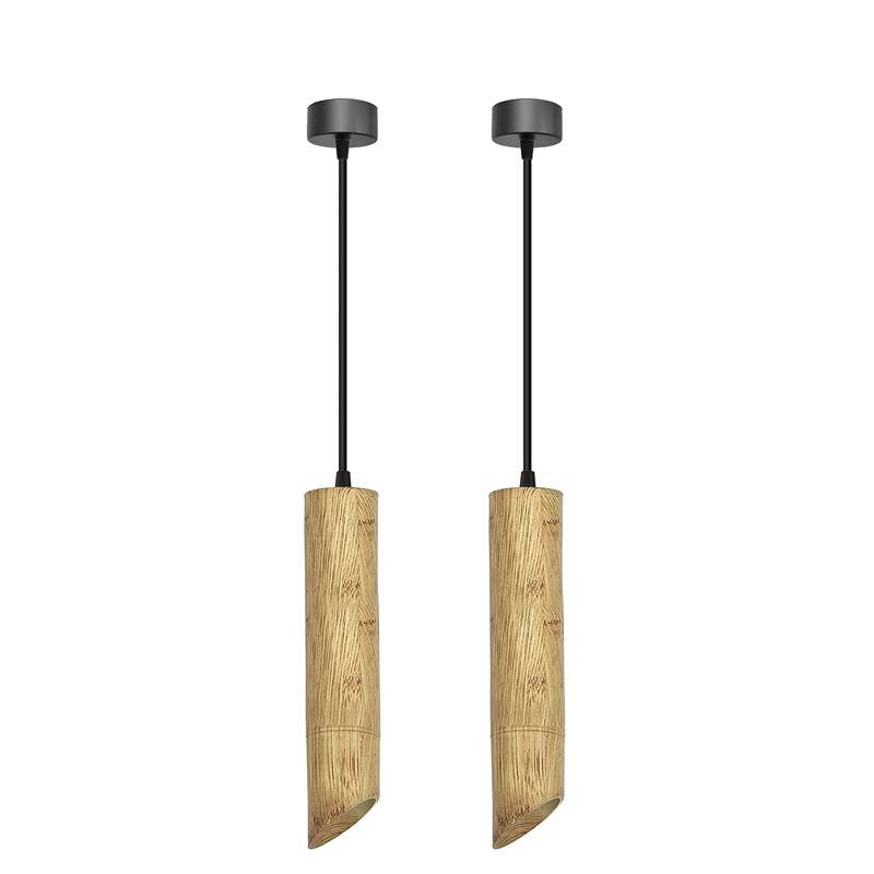 Modern Hanging Fixture Nordic Long Tube Hanging Lamp Bamboo GU10 Pendant Light