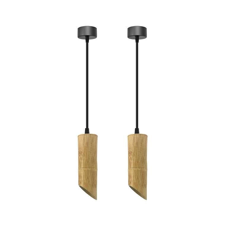 Modern Hanging Fixture Nordic Long Tube Hanging Lamp Bamboo GU10 Pendant Light