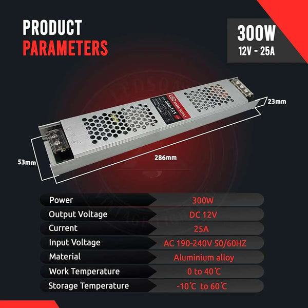 DC 12V voeding slanke IP20 transformator 60-300W AC 190V/240V LED driver~4472  – 300W