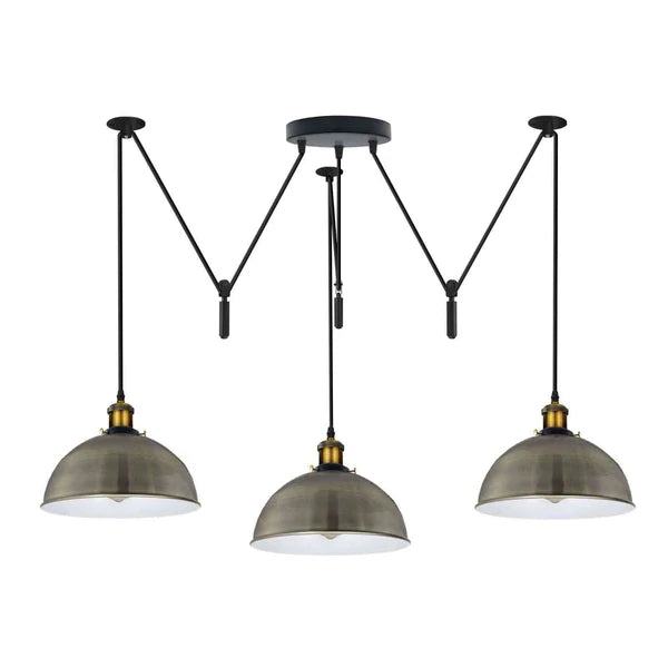 KUPOL Triple Pulley Drop Adjustable Pendant Light ~6795 – Satin Nickel / Without Bulb