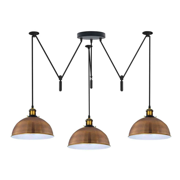 KUPOL Triple Pulley Drop Adjustable Pendant Light ~6795 – Yellow Brass / Without Bulb