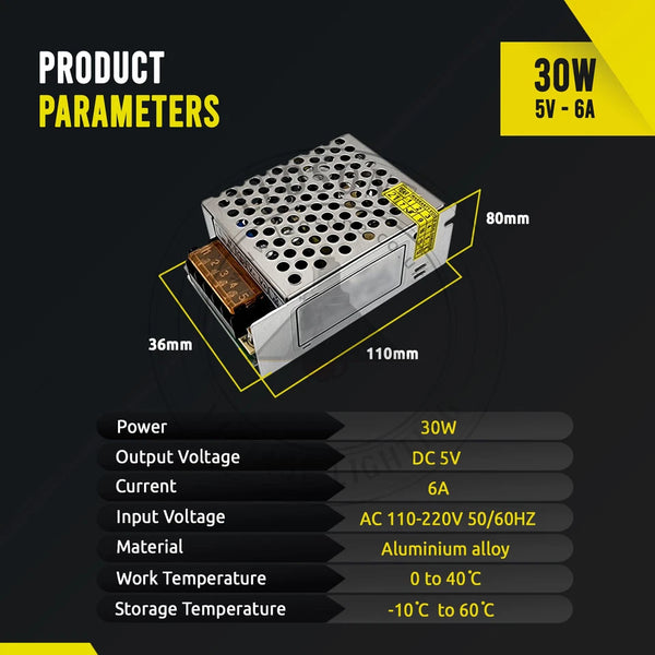 DC IP20 5V-voedingsschakelaar AC 110V/220V-schakelomvormer ~ 1409 – 30W