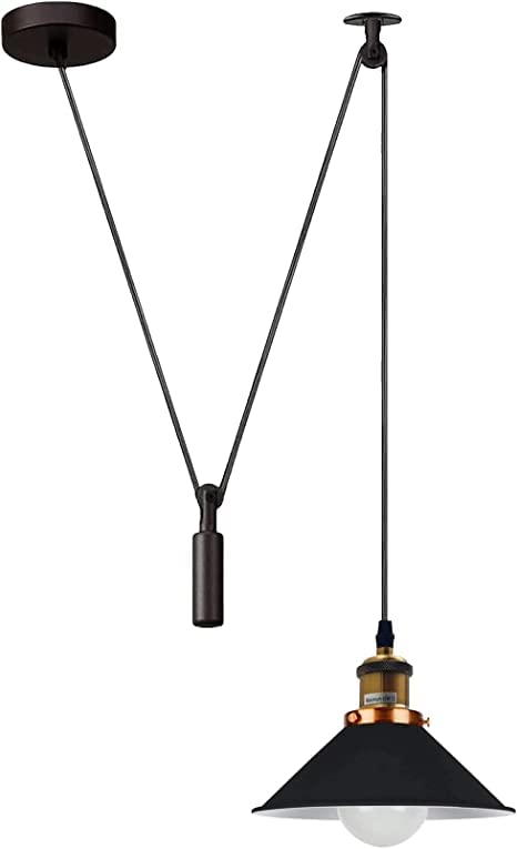 Industrial Pulley Ceiling Light Fixture ~6286 – Black
