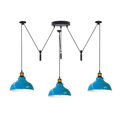 Industrial Pendant Light with Adjustable Heads ~6400 – Blue