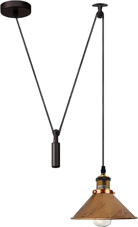 Industrial Pulley Ceiling Light Fixture ~6286 – Brushed Copper