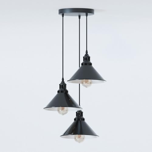 Industrial Metal Shade E27 Pendant Light Kitchen Island ~6456 – With Bulb