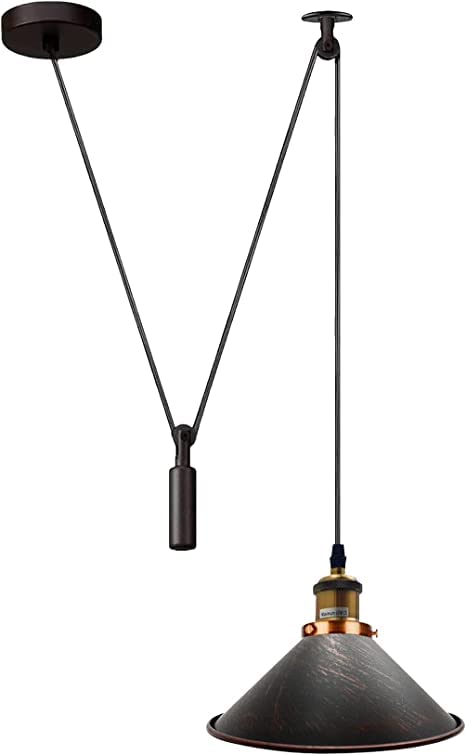 Industrial Pulley Ceiling Light Fixture ~6286 – Rustic Red