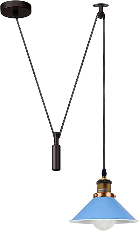 Industrial Pulley Ceiling Light Fixture ~6286 – Blue