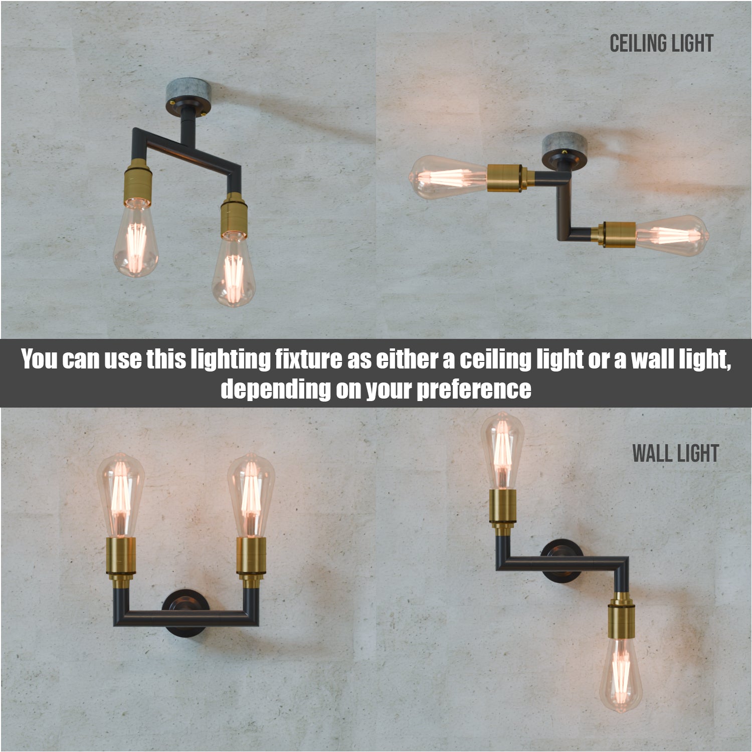 Conduit Pipe 2way Light Wall Lamp kit