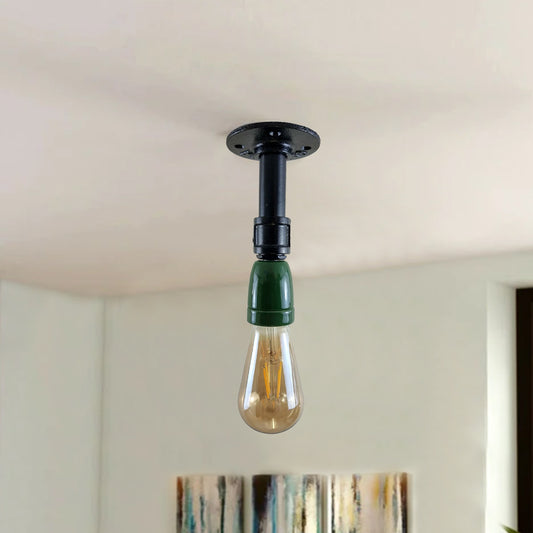 Vintage industriële E27 zwarte plafondlamp met houder en pijp, vintage verlichting~3622