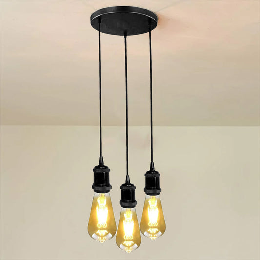 3-kops hanglamp met gevlochten stoffen flexibele fitting voor lampen~3635 