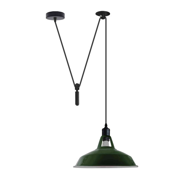 Shaded 2M Pulley Pendant Light ~6398 – Green
