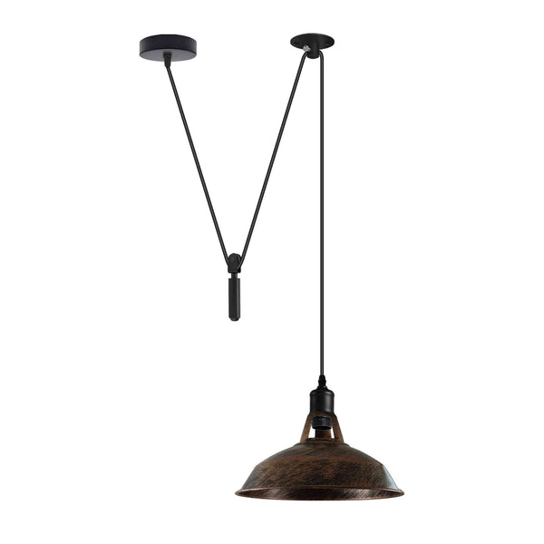 Shaded 2M Pulley Pendant Light ~6398 – Brushed Copper
