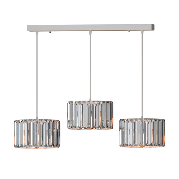 Modern Adjustable 3-Light Crystal Shade Pendant Chandelier~6125 – White / 20cm / No