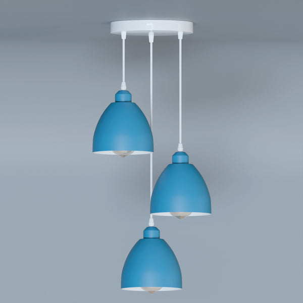 Industriële hanglamp met 3 koppen en verstelbare kabels – E27-compatibel ~5903 – Blauw / Nee