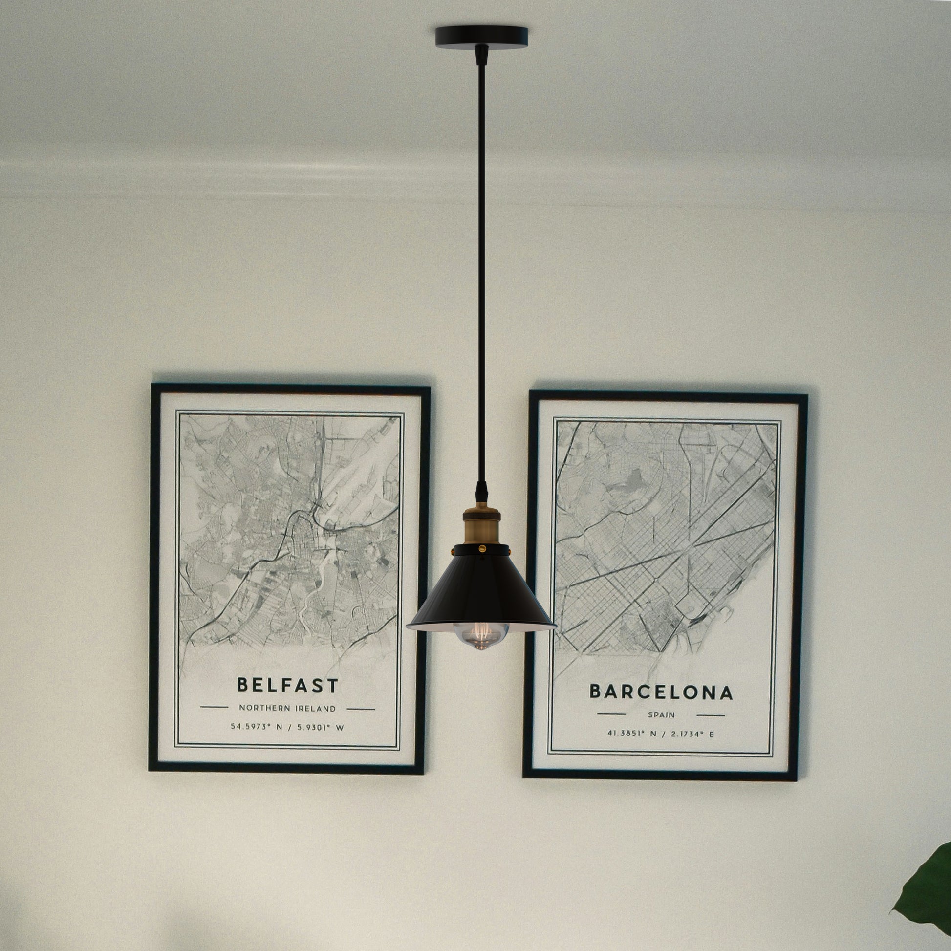 cone-shaped metal pendant light