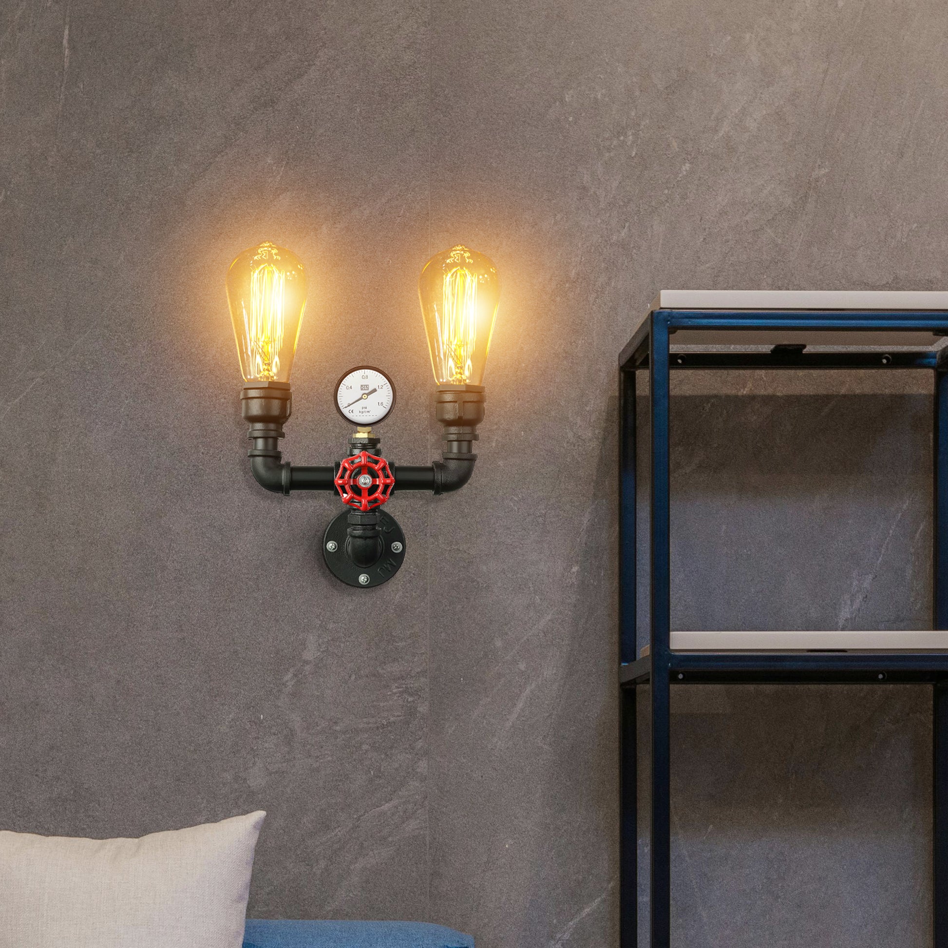 Vintage twin waterpipe wall light 