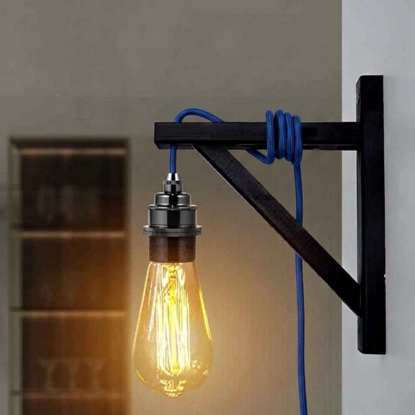 2m, 4m, 4,5m stoffen flexkabel plug-in hanglampkit~2177 – Blauw / 4,5m / Satijnzwart