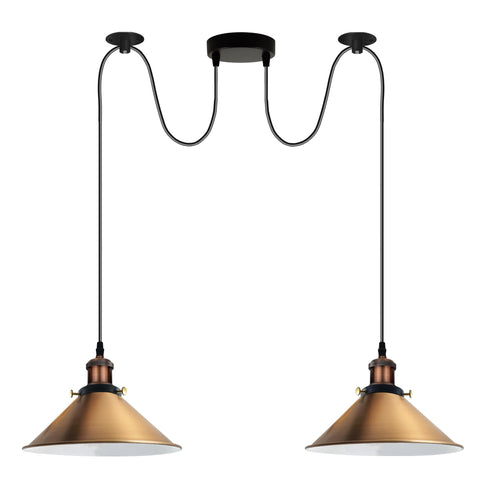 Gele messing 2-weg retro industriële plafondlamp E27 hanglamp ~ 3505