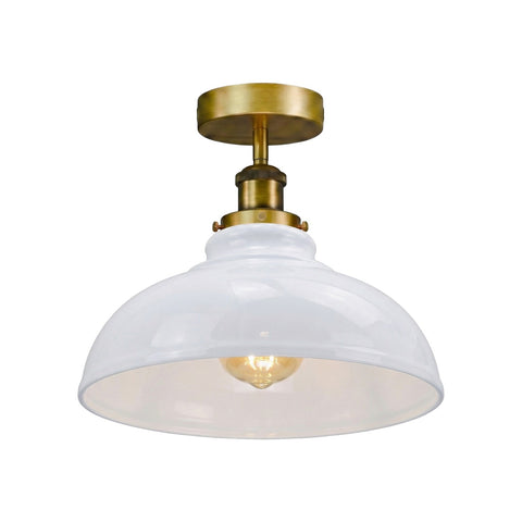 Modern Semi-Flush Ceiling Light | Metal Dome Shade ~6624