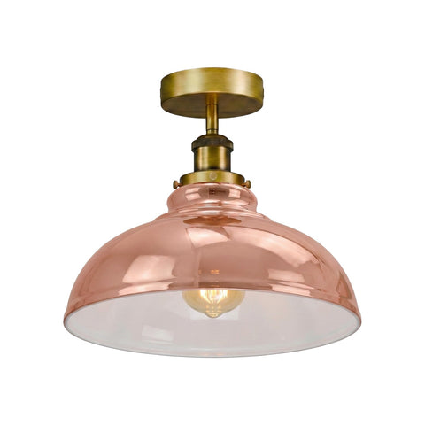 Modern Semi-Flush Ceiling Light | Metal Dome Shade ~6624