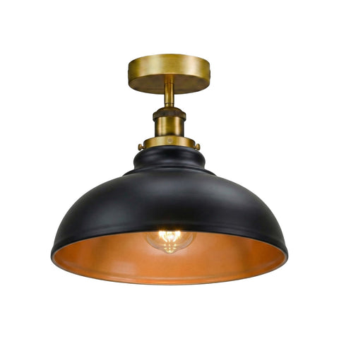 Modern Semi-Flush Ceiling Light | Metal Dome Shade ~6624