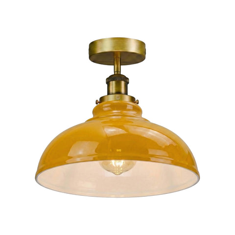 Modern Semi-Flush Ceiling Light | Metal Dome Shade ~6624