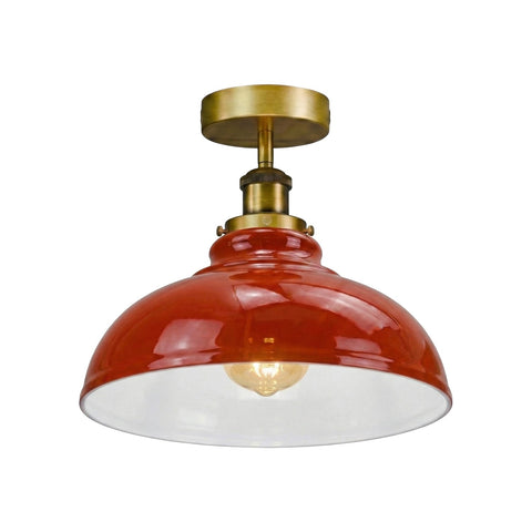 Modern Semi-Flush Ceiling Light | Metal Dome Shade ~6624