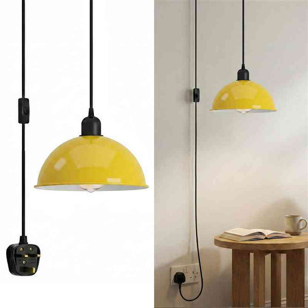 4m Plug-in Pendant Swag Lamp with  On Off Switch ~6637 – Yellow