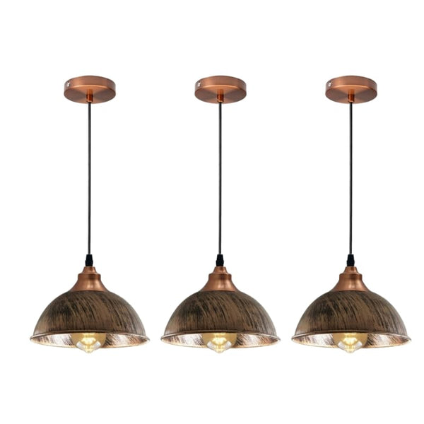 Industrial Copper Pendant Light | Retro Metal Ceiling Shade E27 ~6543 – with Bulb / 3