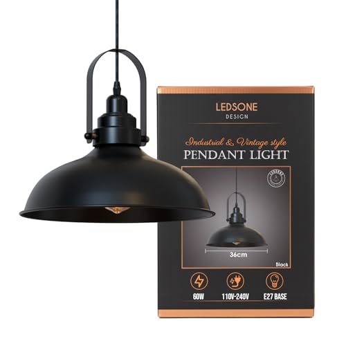 Vintage Style Black Metal Ceiling Pendant Light~6466 – No