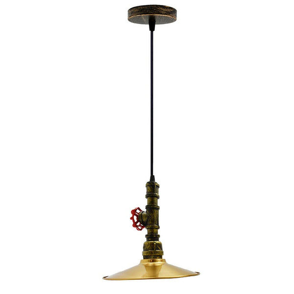 Vintage Loft Style Ceiling Pendant Light with Metal Flat Shade ~6106 – Without Bulb