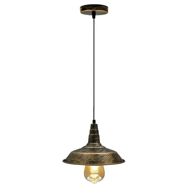 Vintage hangende plafondlamp ~5668 – Geborsteld koper / 26CM