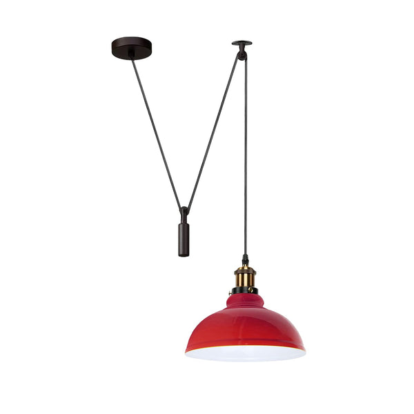 Industrial Metal Pendant Light Fixture ~6285 – Red