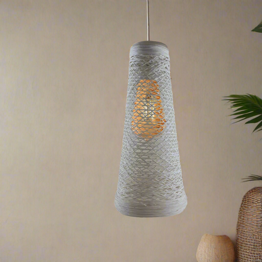 Vintage rotan lampenkap van riet E27, ~4216