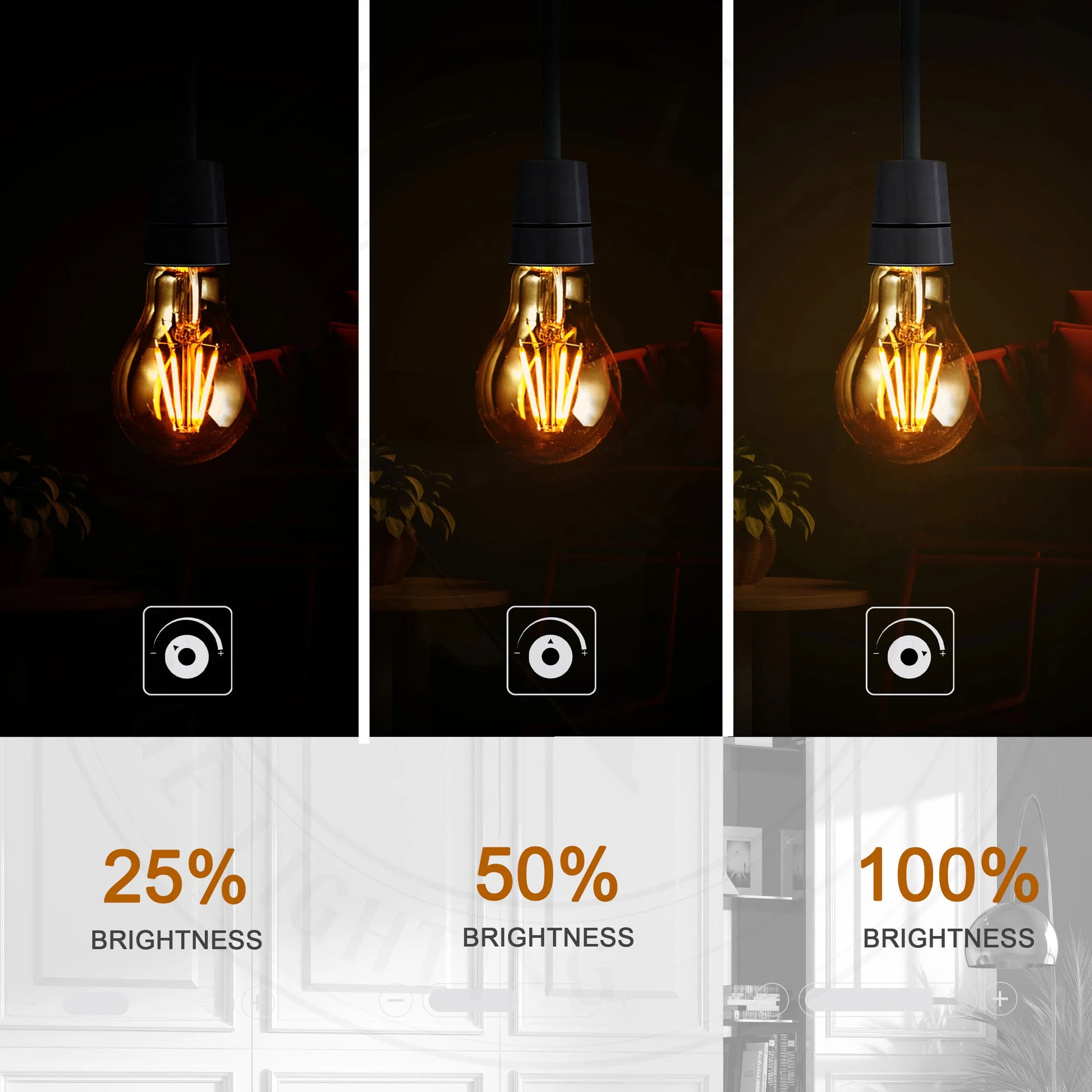 A60 E27 4W/8W filament Bulb Amber Warm White Screw 2700K