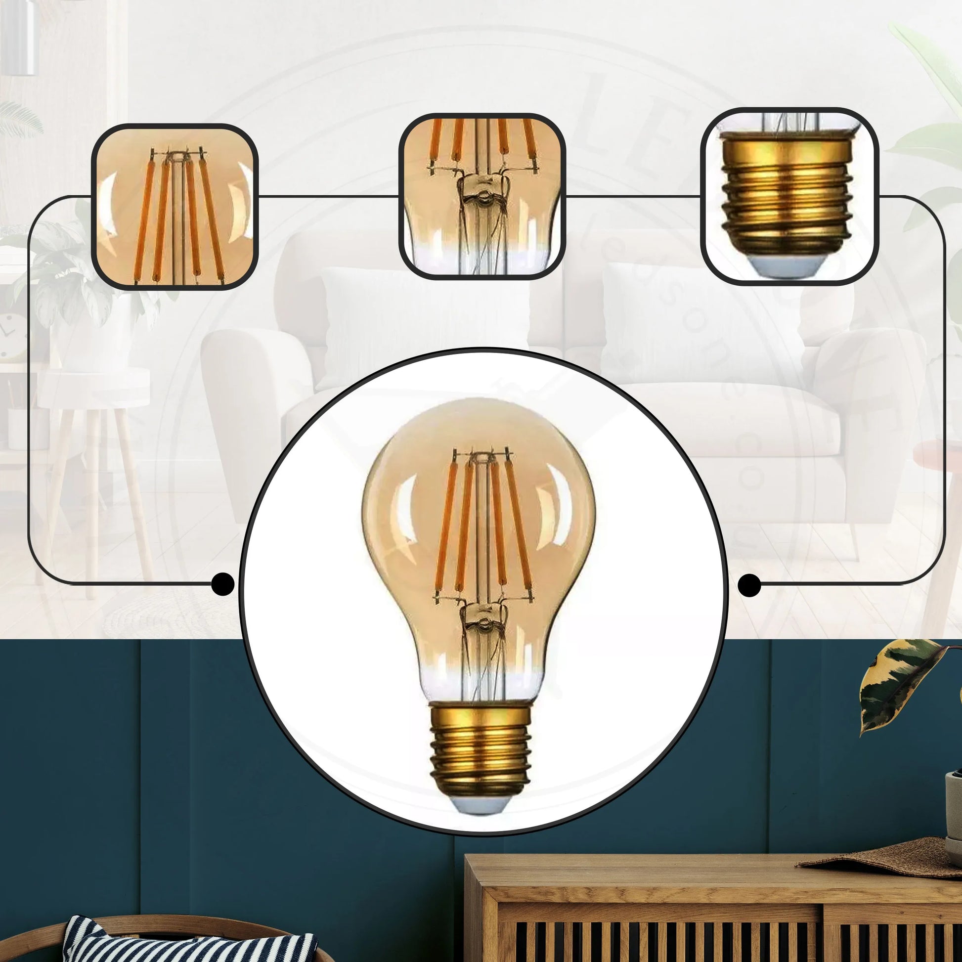 A60 E27 4W/8W filament Bulb Amber Warm White Screw 2700K
