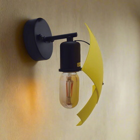 Gele wandlamp voor binnen, wandlampfitting ~4354
