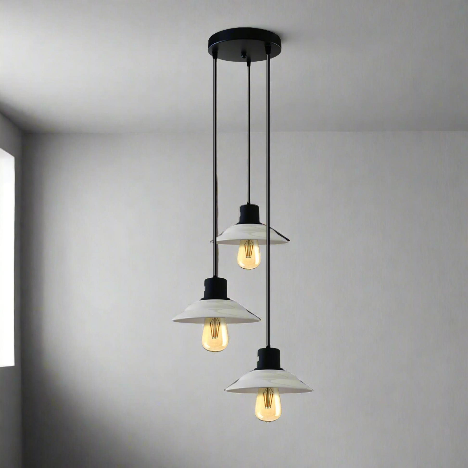 Black & White 3-Light Pendant for Dining Table