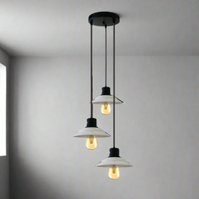 Zwart-witte hanglamp met 3 lampen voor eettafel~4355
