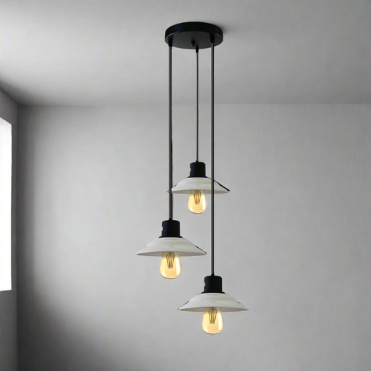 Black & White 3-Light Pendant for Dining Table