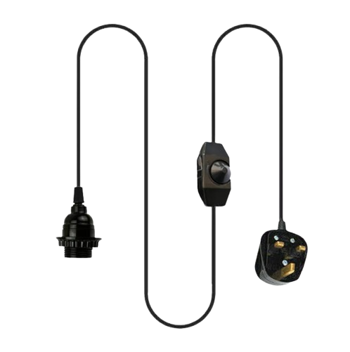 Stekkerlamp met schakelaarhouder, E27 rubberen kabel ~ 2115