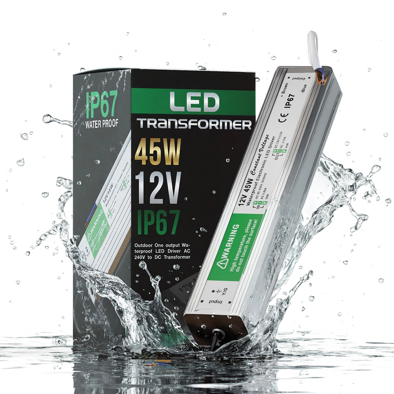 LED transformer with IP67 rating splashing into water